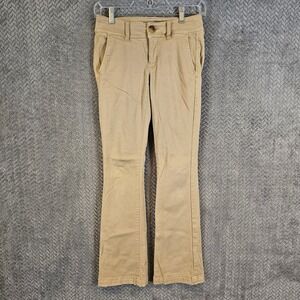 American Eagle Artist Khaki Pants Womens Tan Flare Leg Mid Rise Chinos Size 00
